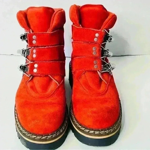 GEIER WALLY ORANGE SUEDE COMBAT BOOTS HIKING BOOTS MADE IN  AUSTRIA SIZE 35 - Picture 2 of 9